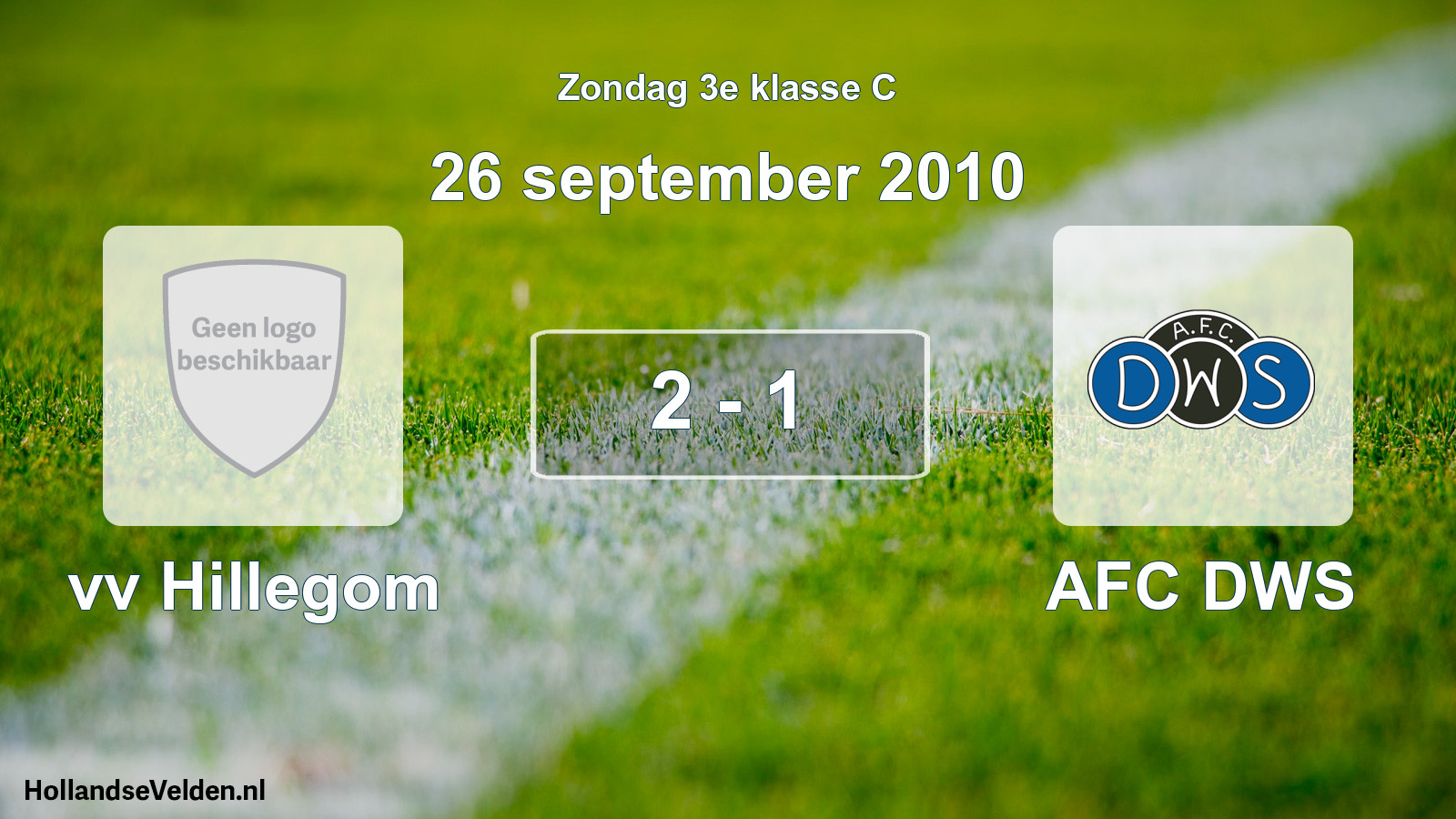 Total number of matches played: vv Hillegom - AFC DWS 2 - 1 (26 September 2010)