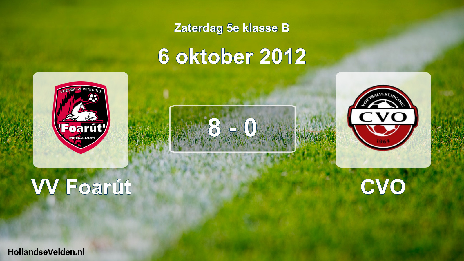 Total number of matches played: VV Foarút - CVO 8 - 0 (6 October 2012)