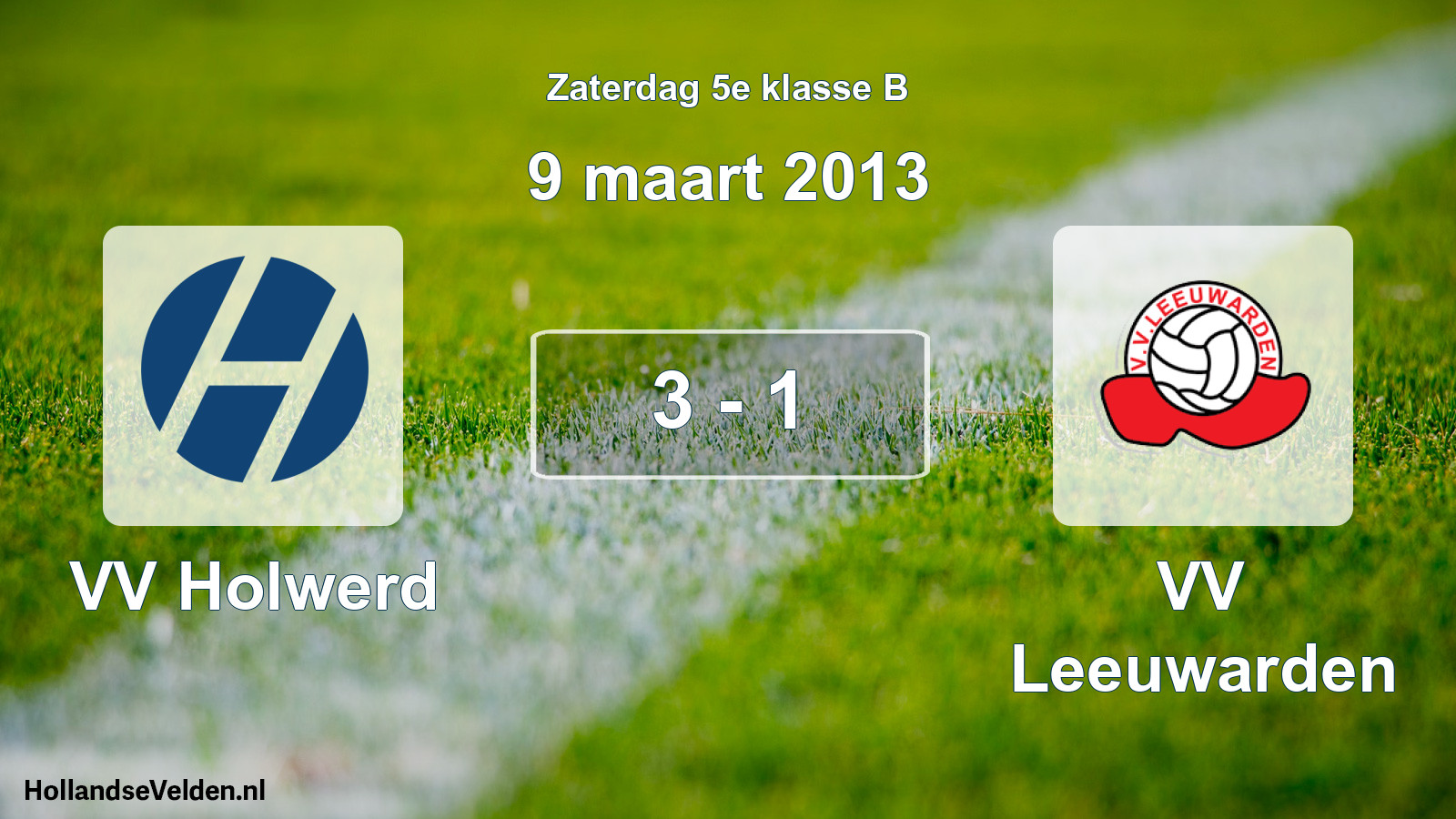 Total number of matches played: VV Holwerd - VV Leeuwarden 3 - 1 (9 March 2013)