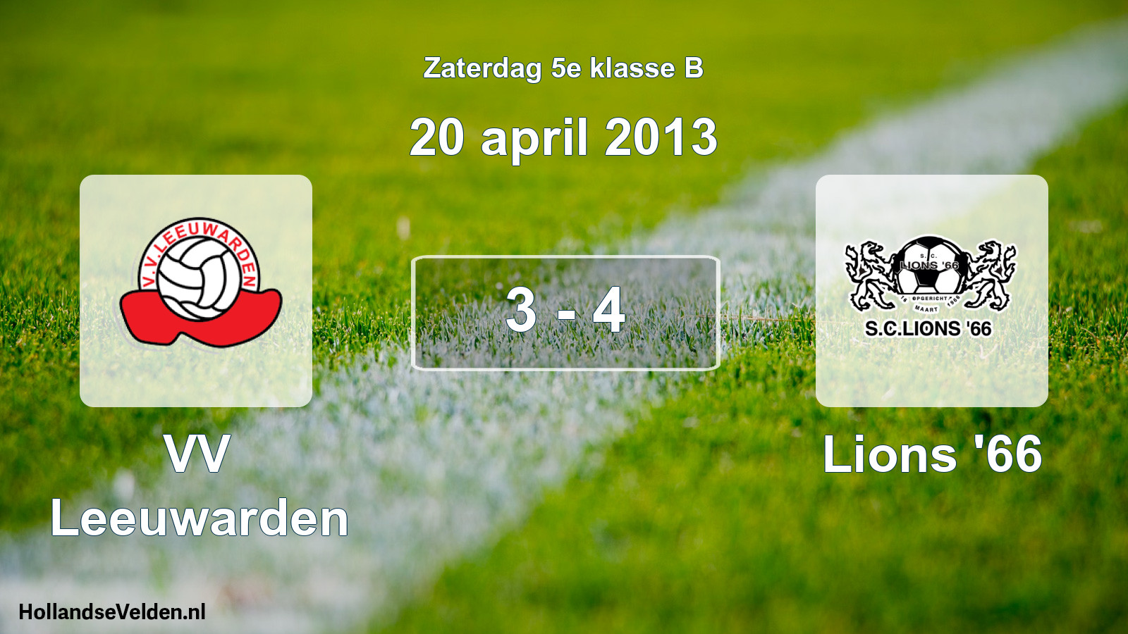 Total number of matches played: VV Leeuwarden - Lions '66 3 - 4 (20 April 2013)