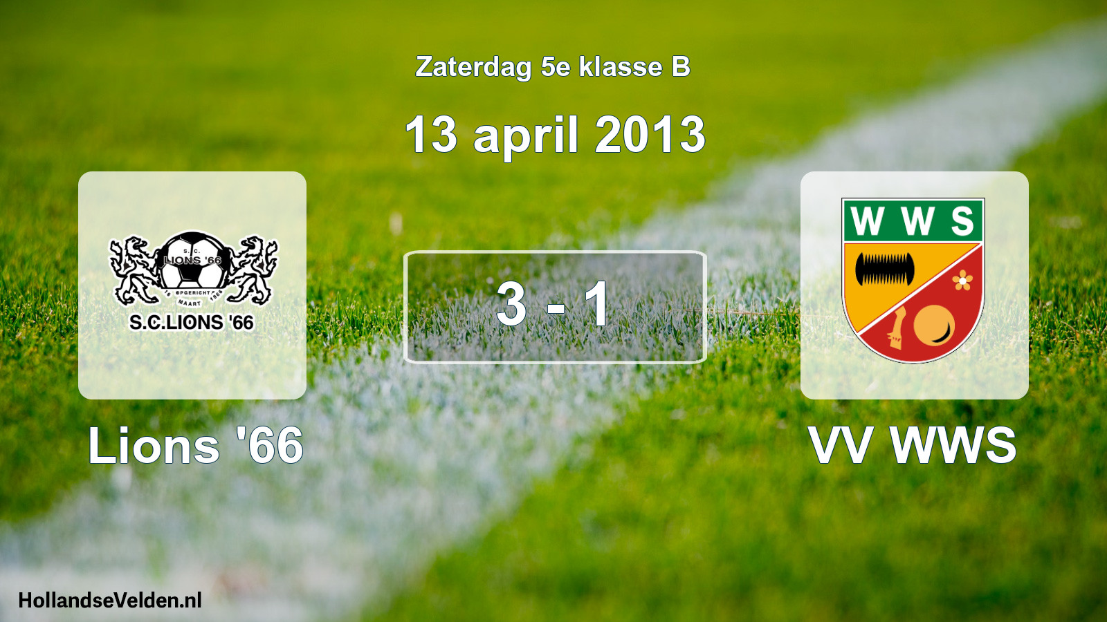 Total number of matches played: Lions '66 - VV WWS 3 - 1 (13 April 2013)