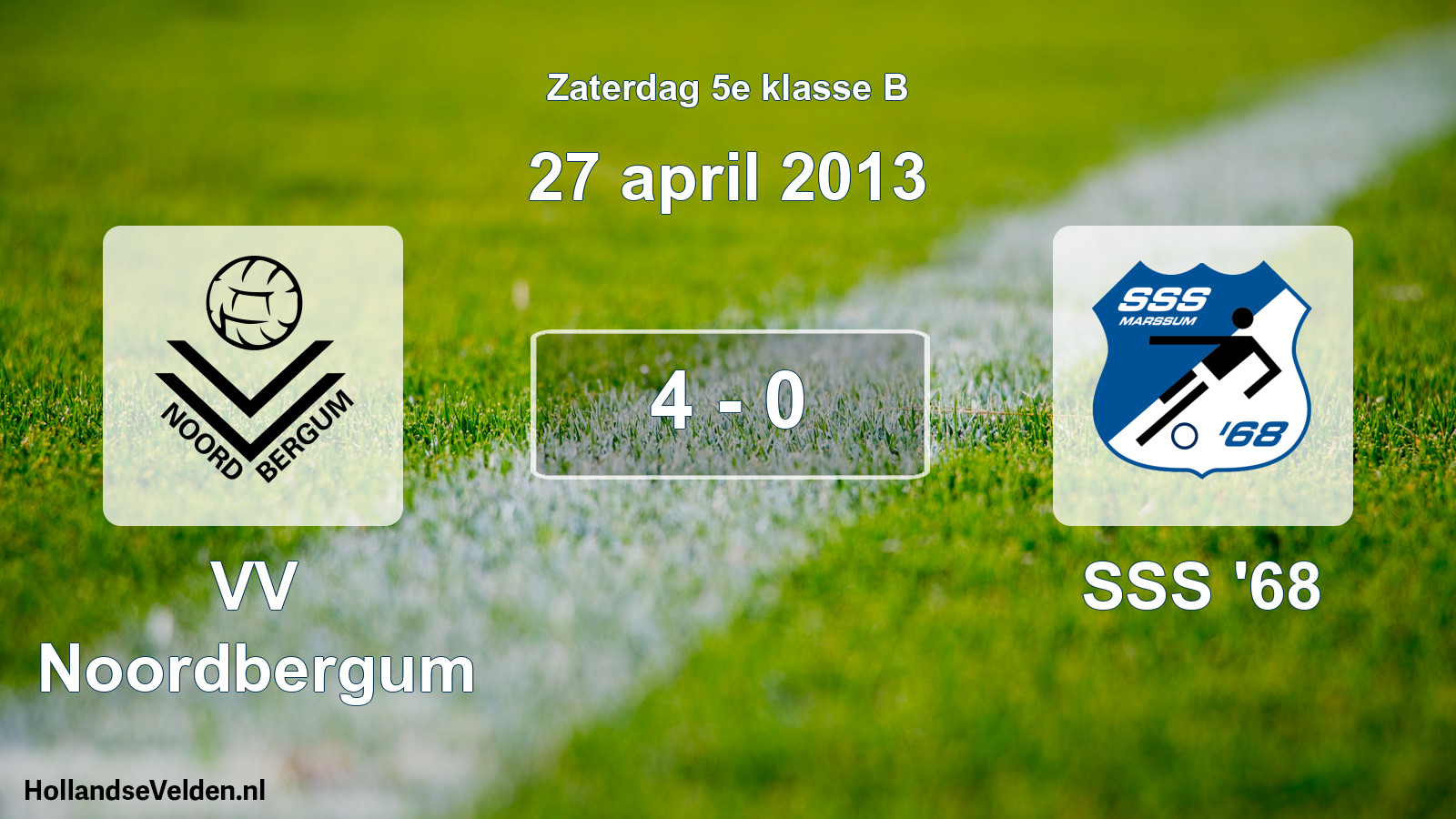 Total number of matches played: VV Noordbergum - SSS '68 4 - 0 (27 April 2013)