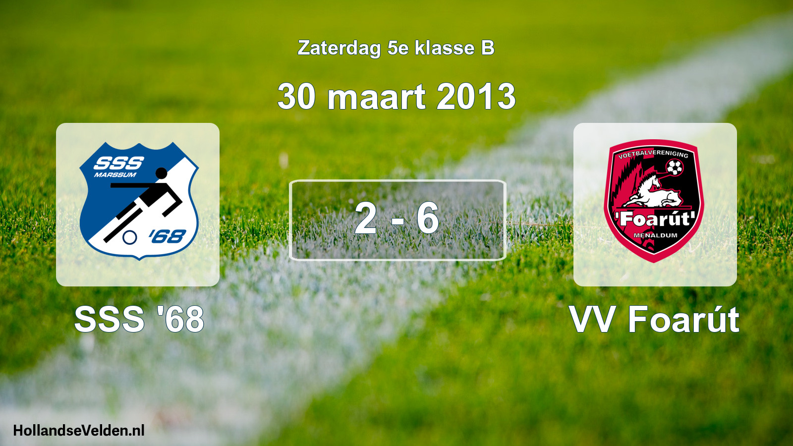 Total number of matches played: SSS '68 - VV Foarút 2 - 6 (30 March 2013)