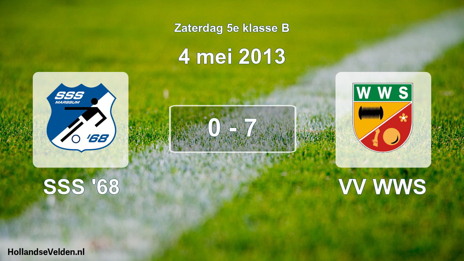 Total number of matches played: SSS '68 - VV WWS 0 - 7 (4 May 2013)