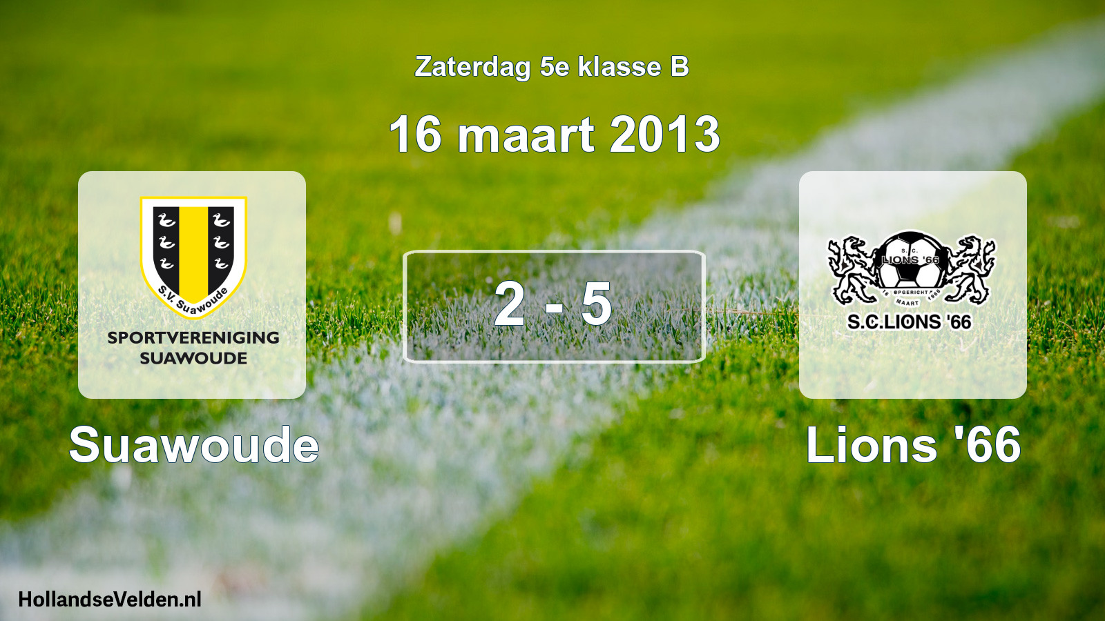 Total number of matches played: Suawoude - Lions '66 2 - 5 (16 March 2013)