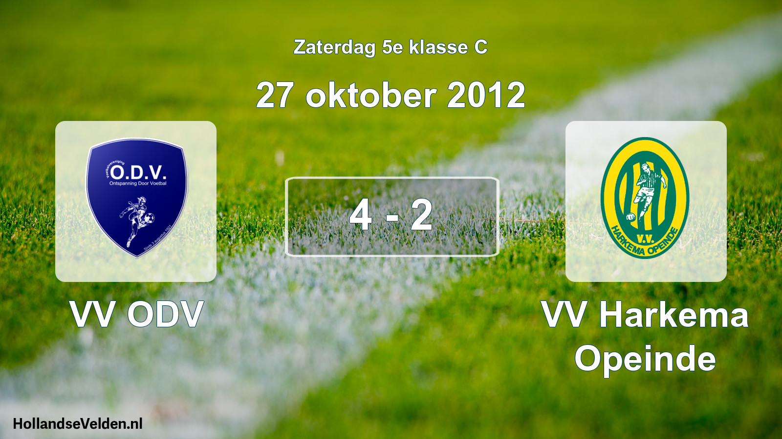 Total number of matches played: VV ODV - VV Harkema Opeinde 4 - 2 (27 October 2012)