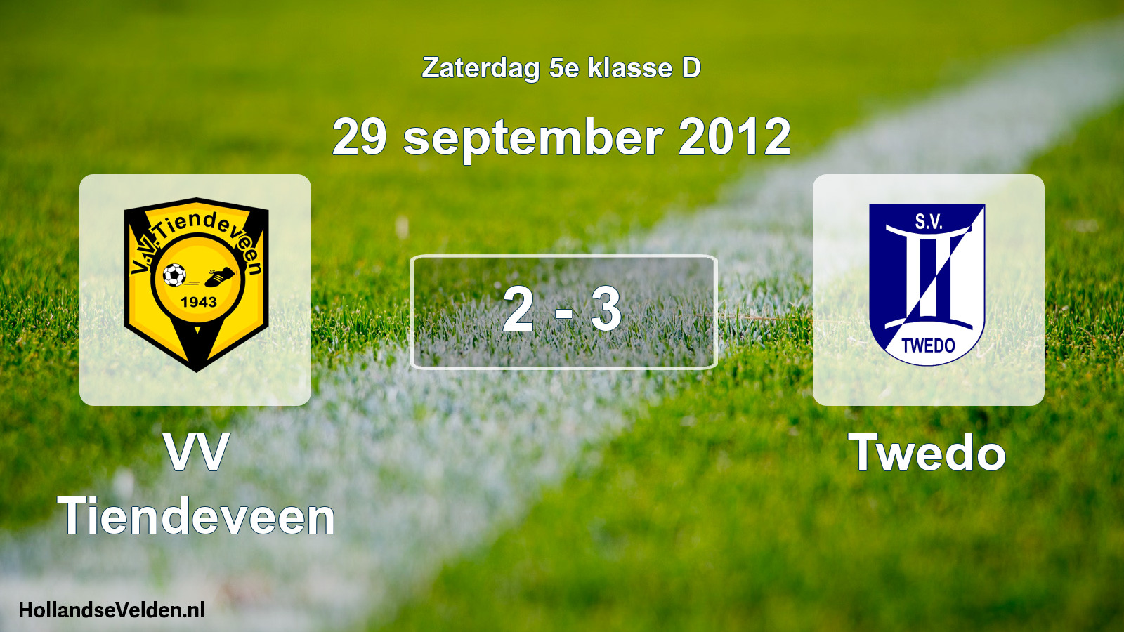 Total number of matches played: VV Tiendeveen - Twedo 2 - 3 (29 September 2012)
