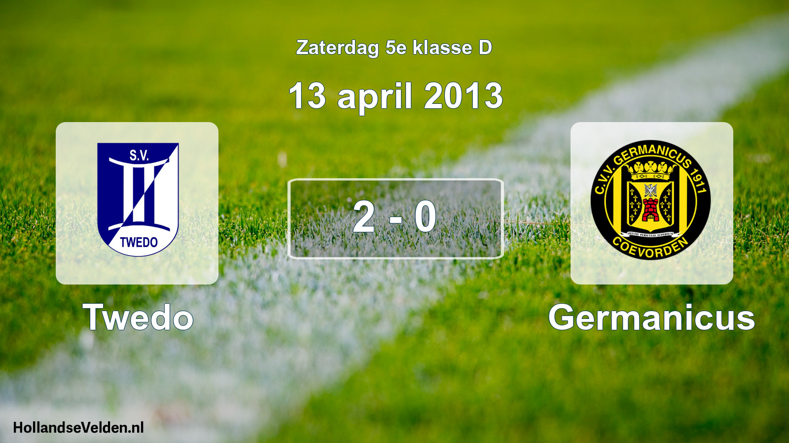 Total number of matches played: Twedo - Germanicus 2 - 0 (13 April 2013)