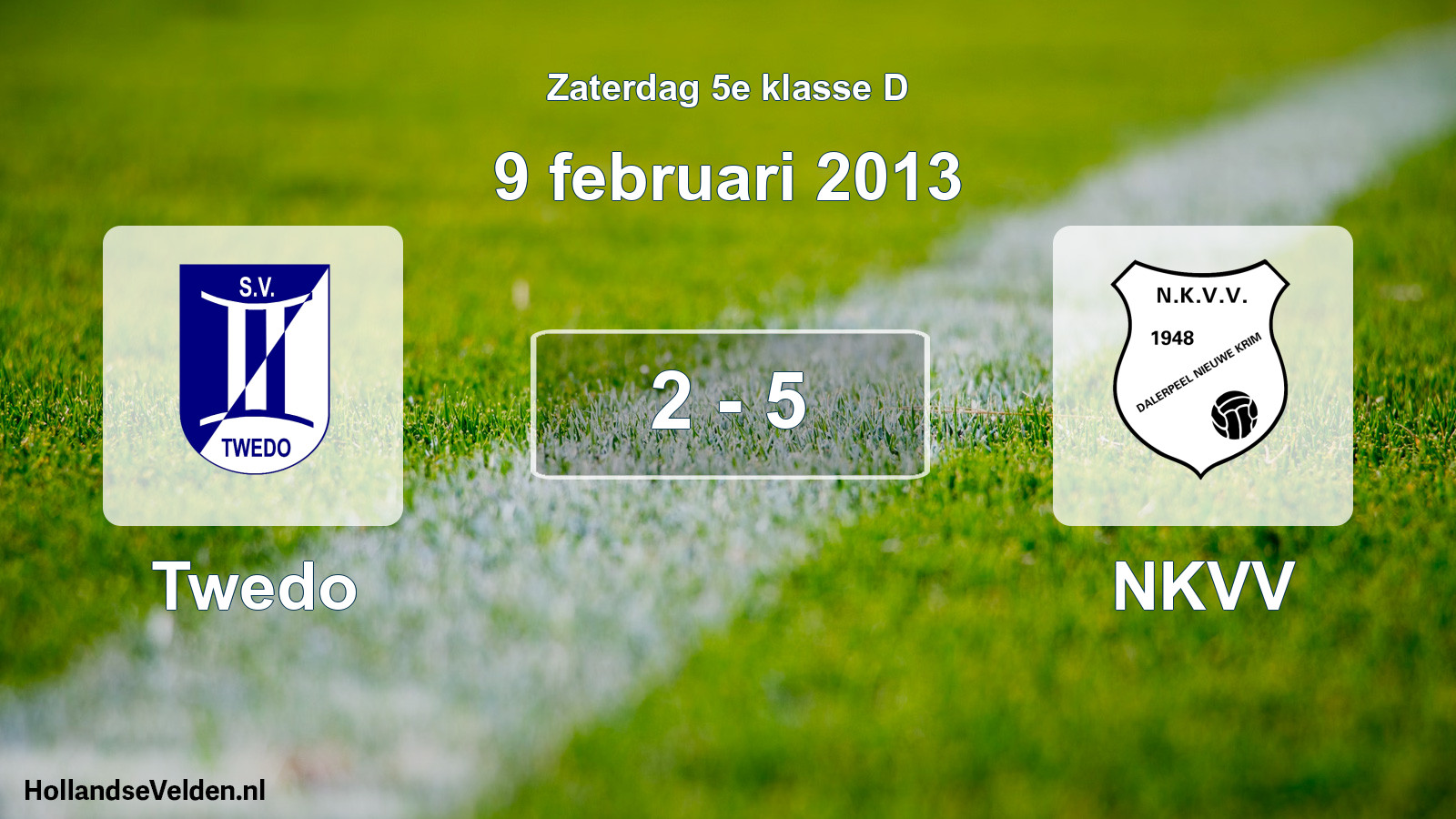 Gespeelde wedstrijd: Twedo - NKVV 2 - 5 (9 februari 2013)