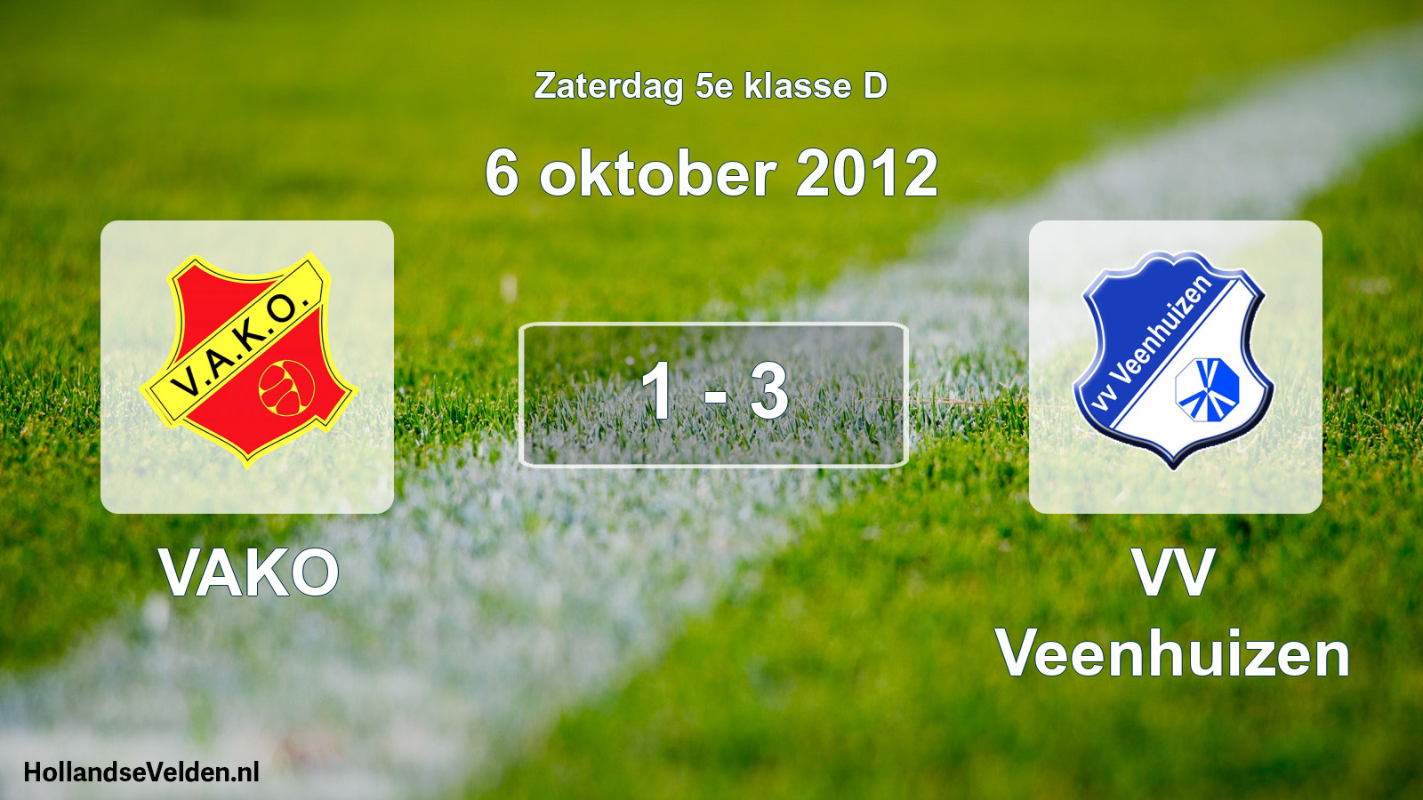 Total number of matches played: VAKO - VV Veenhuizen 1 - 3 (6 October 2012)