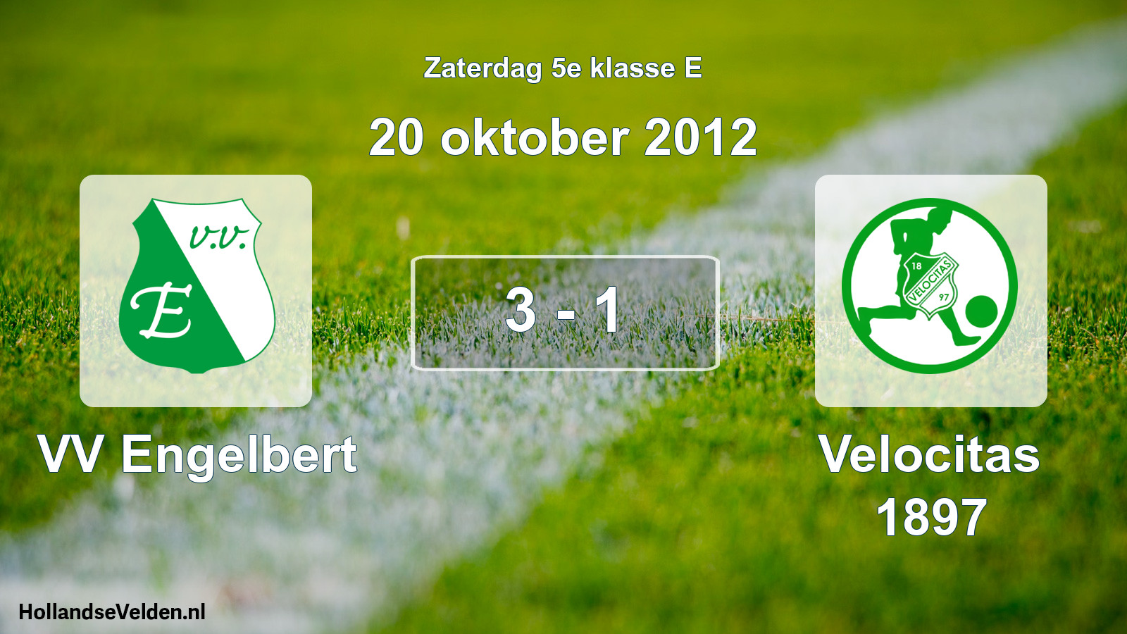 Total number of matches played: VV Engelbert - Velocitas 1897 3 - 1 (20 October 2012)