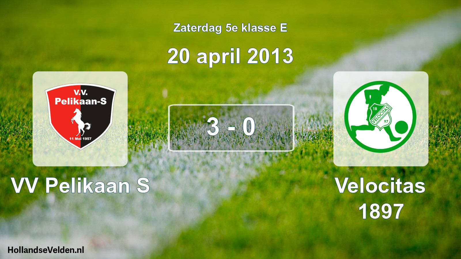 Total number of matches played: VV Pelikaan S - Velocitas 1897 3 - 0 (20 April 2013)