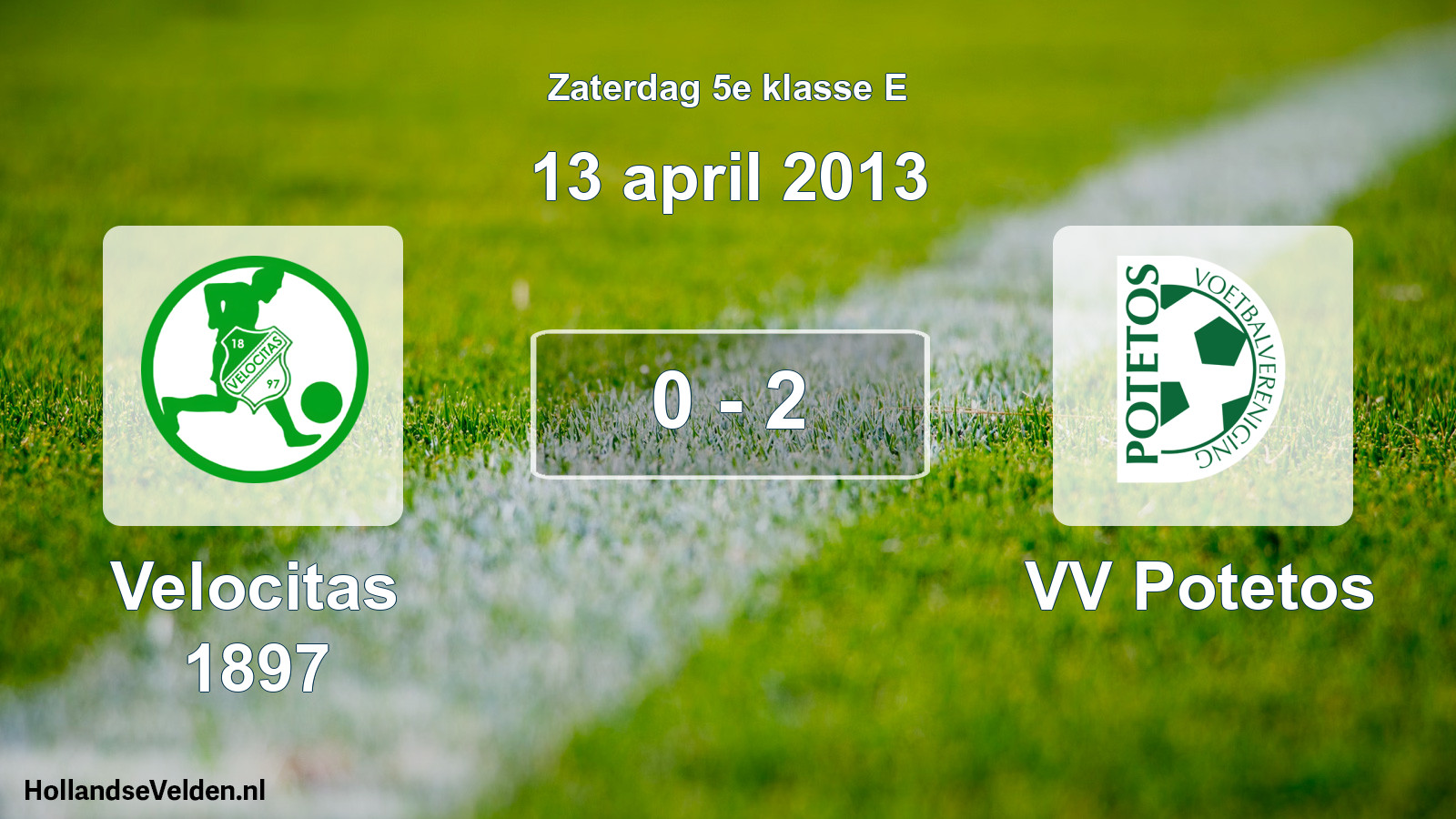 Total number of matches played: Velocitas 1897 - VV Potetos 0 - 2 (13 April 2013)