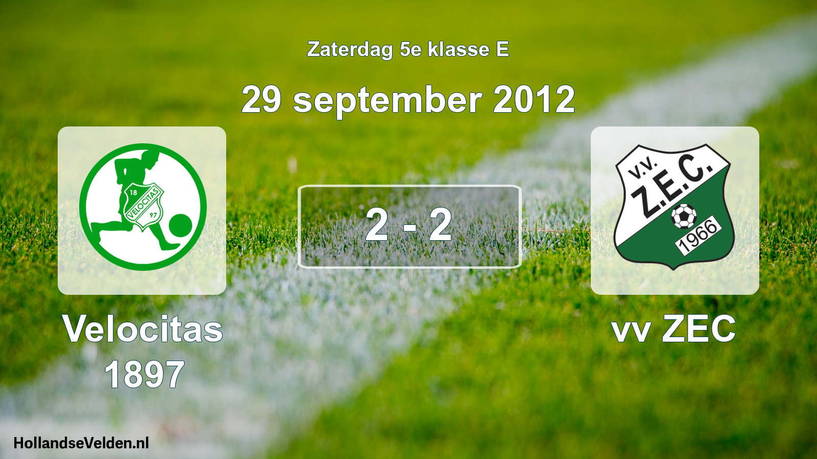 Total number of matches played: Velocitas 1897 - vv ZEC 2 - 2 (29 September 2012)