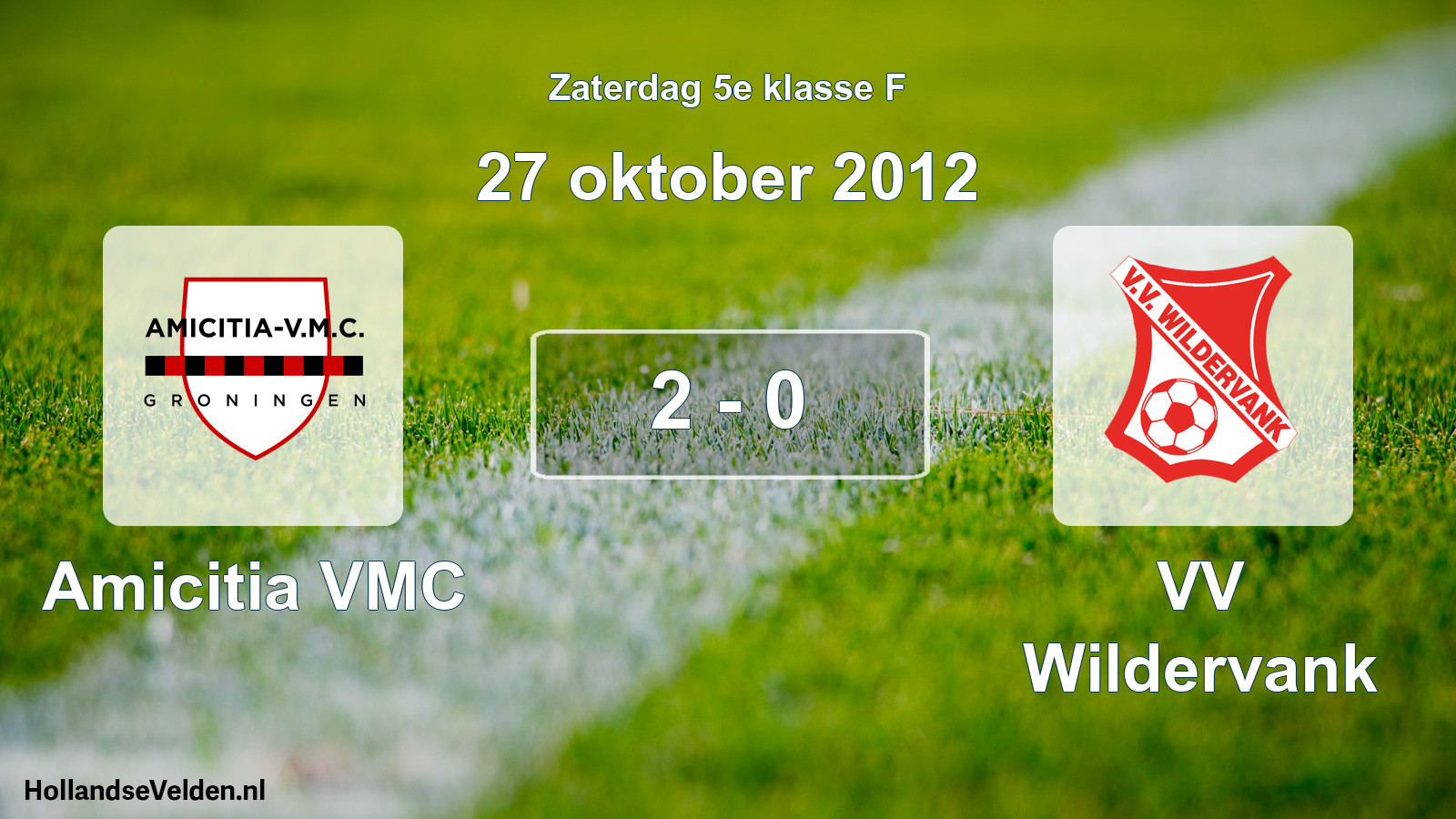 Total number of matches played: Amicitia VMC - VV Wildervank 2 - 0 (27 October 2012)