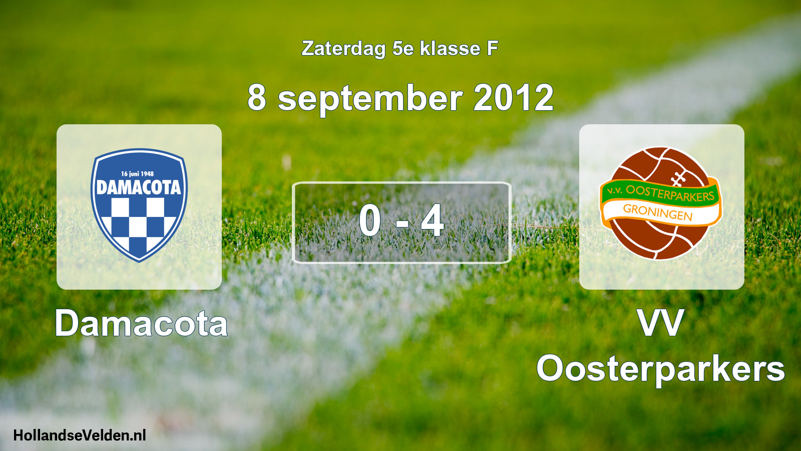 Total number of matches played: Damacota - VV Oosterparkers 0 - 4 (8 September 2012)