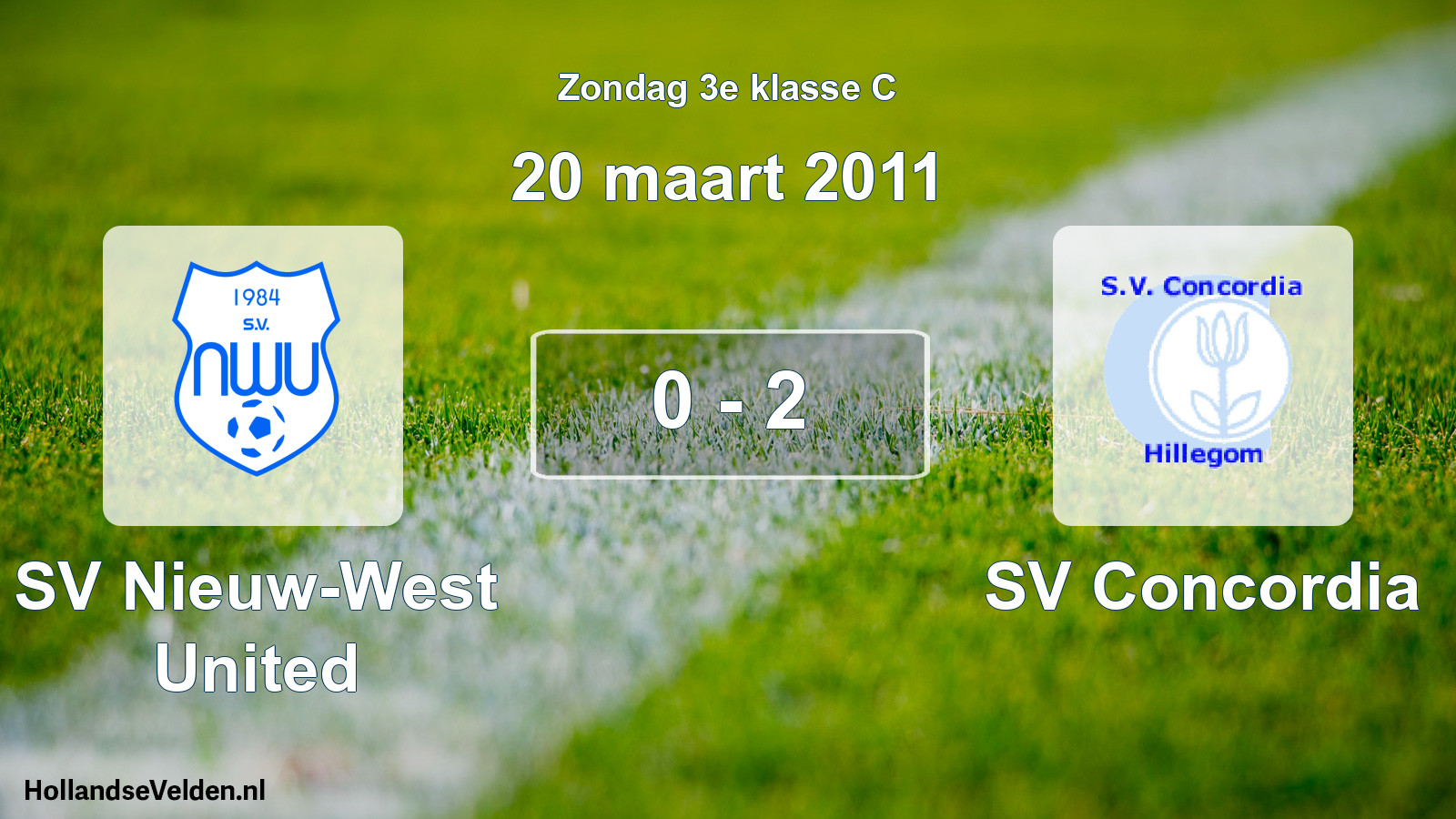 Total number of matches played: SV Nieuw-West United - SV Concordia 0 - 2 (20 March 2011)