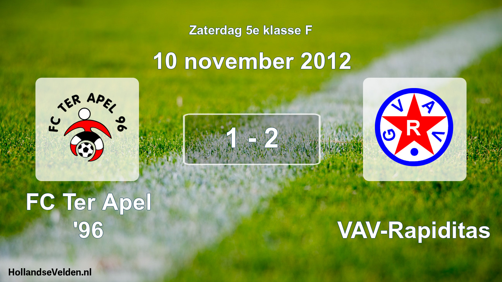 Total number of matches played: FC Ter Apel '96 - GVAV-Rapiditas 1 - 2 (10 November 2012)