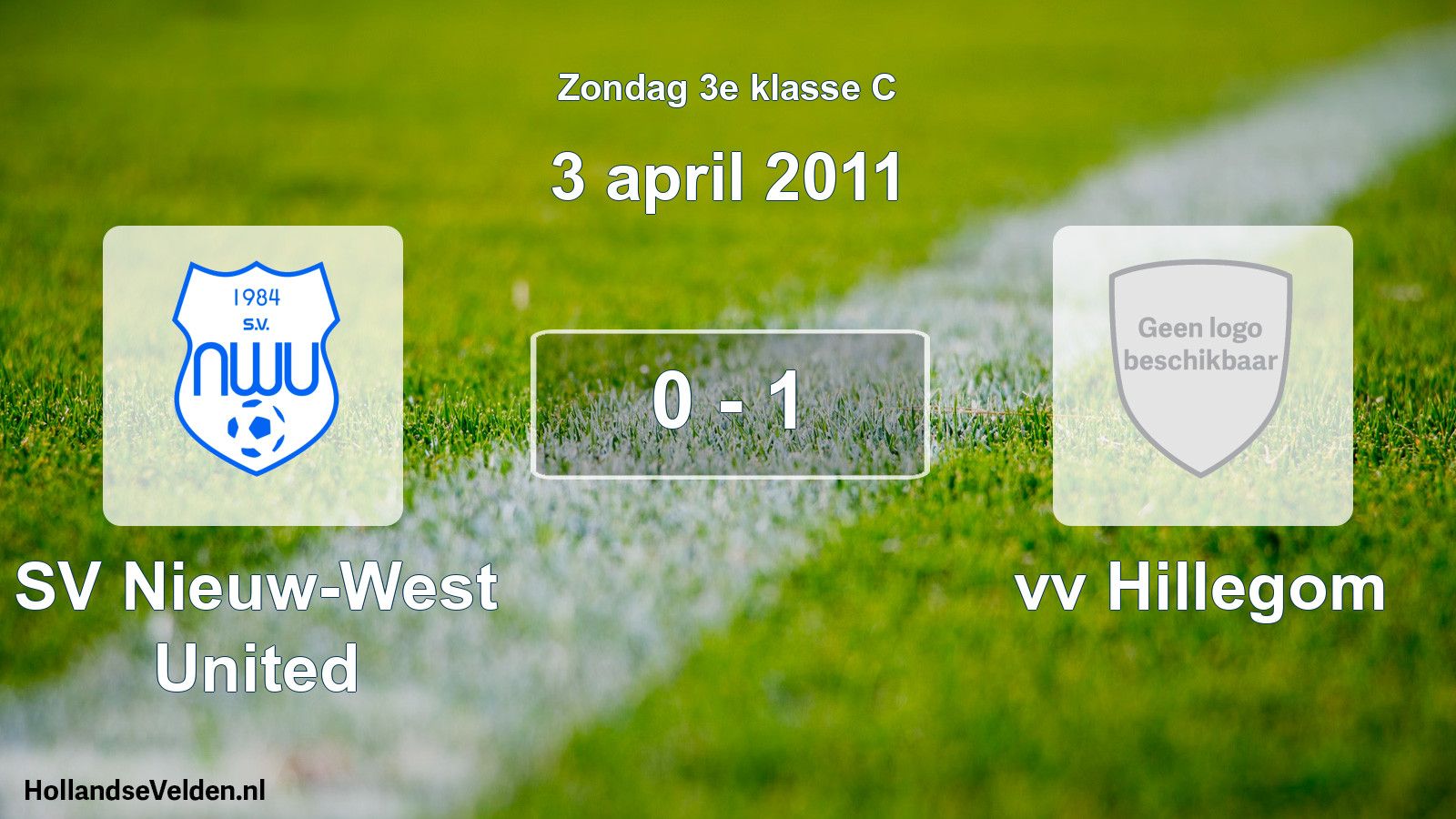 Total number of matches played: SV Nieuw-West United - vv Hillegom 0 - 1 (3 April 2011)