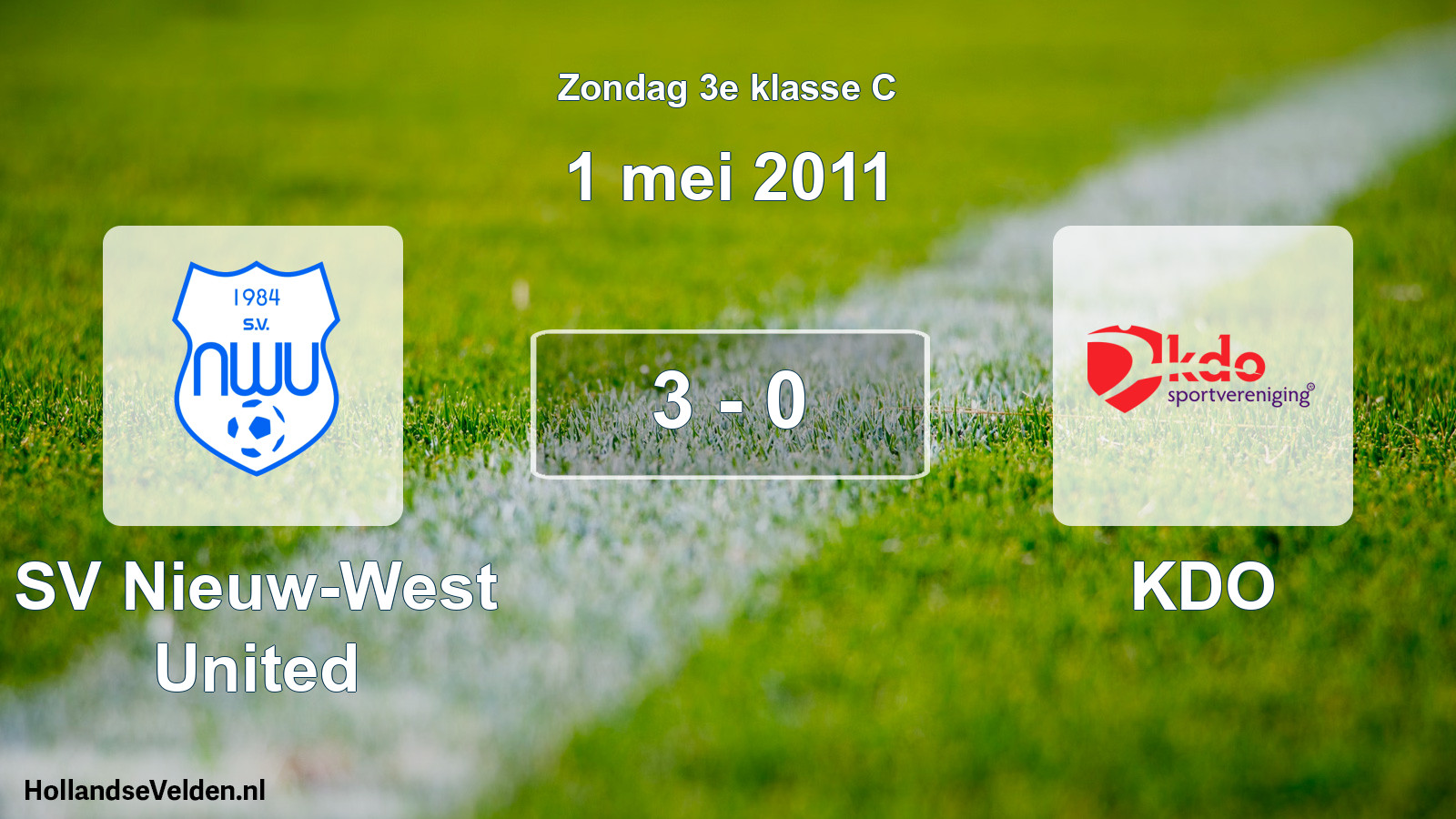 Total number of matches played: SV Nieuw-West United - KDO 3 - 0 (1 May 2011)