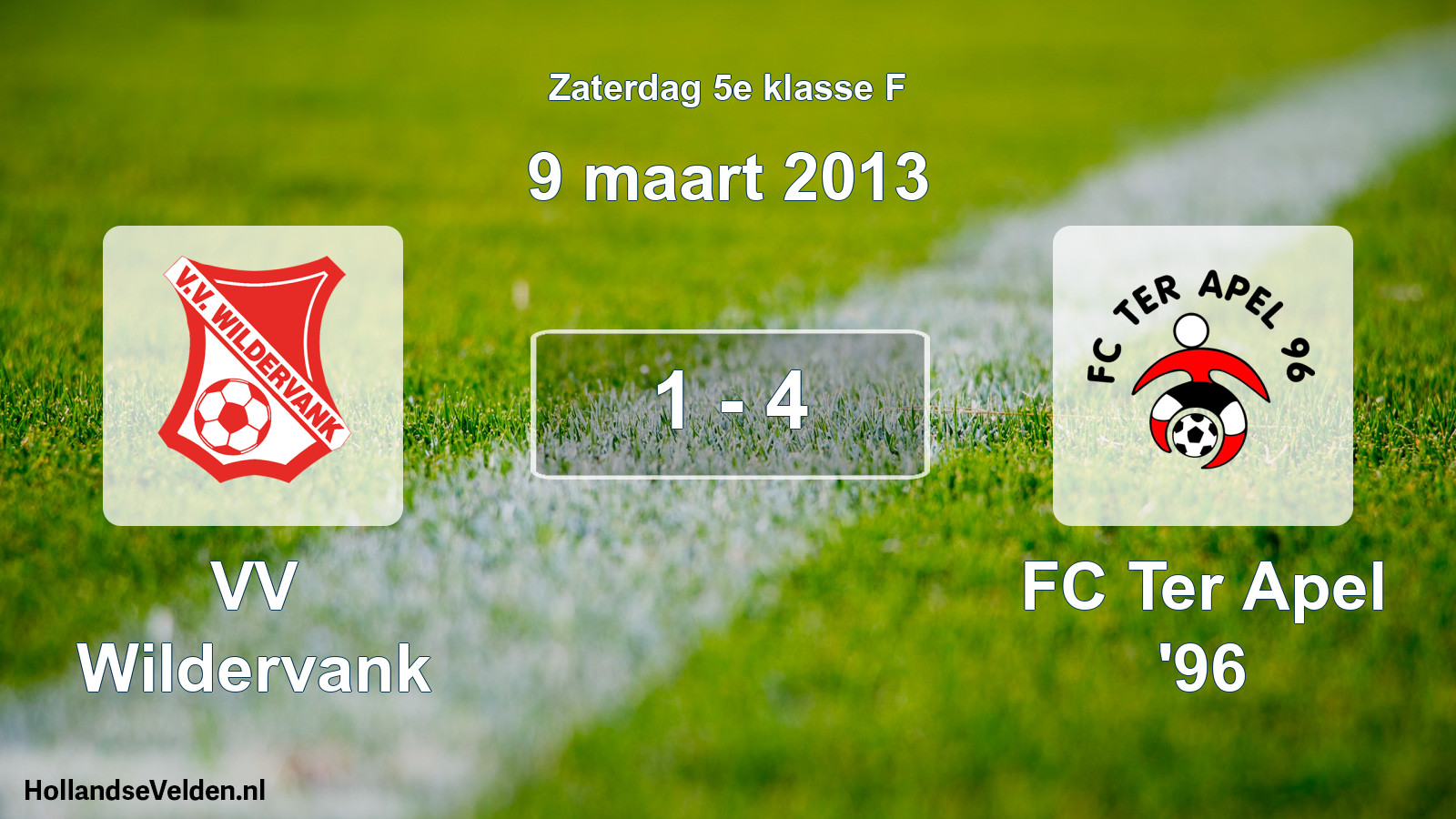 Total number of matches played: VV Wildervank - FC Ter Apel '96 1 - 4 (9 March 2013)