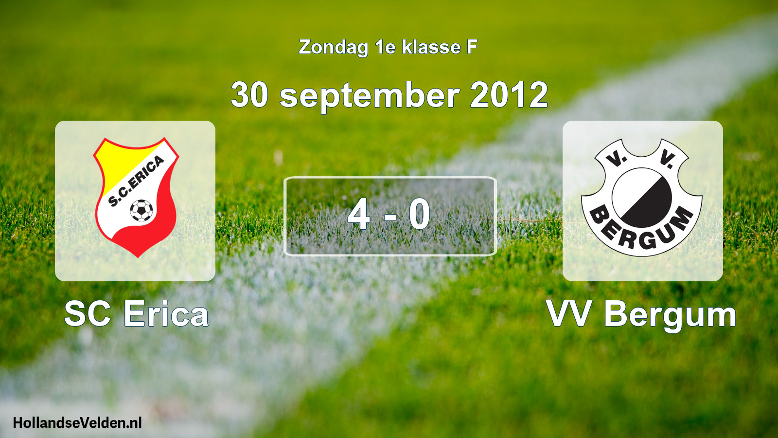 Total number of matches played: SC Erica - VV Bergum 4 - 0 (30 September 2012)