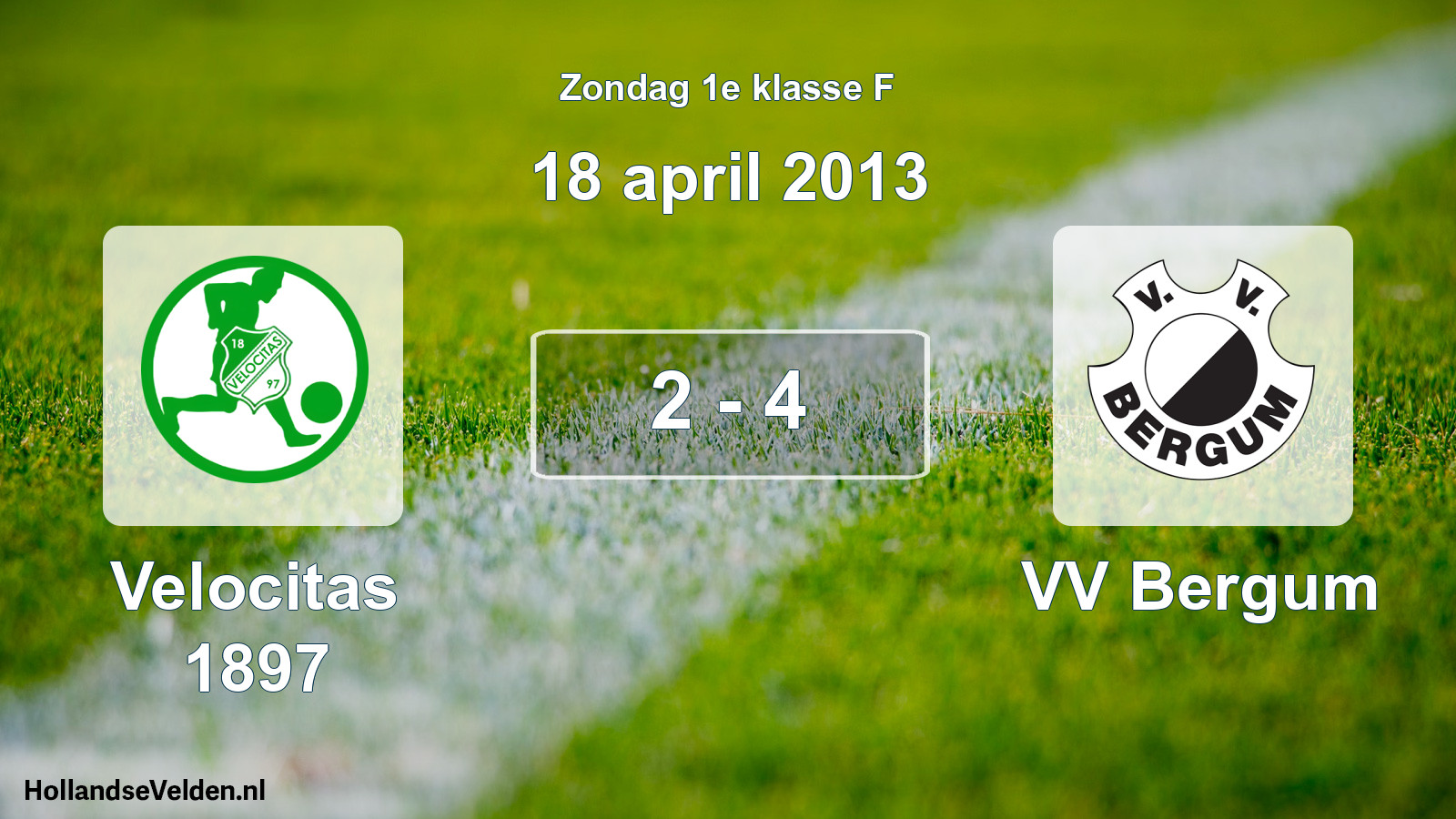 Total number of matches played: Velocitas 1897 - VV Bergum 2 - 4 (18 April 2013)