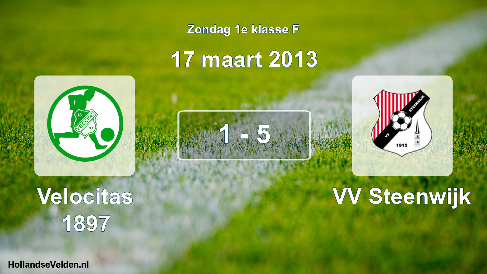 Total number of matches played: Velocitas 1897 - VV Steenwijk 1 - 5 (17 March 2013)