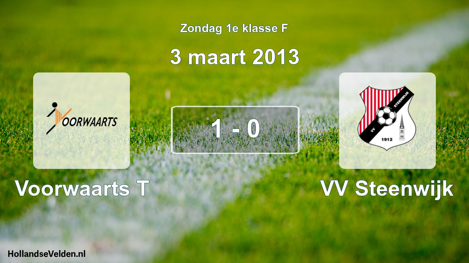Total number of matches played: Voorwaarts T - VV Steenwijk 1 - 0 (3 March 2013)