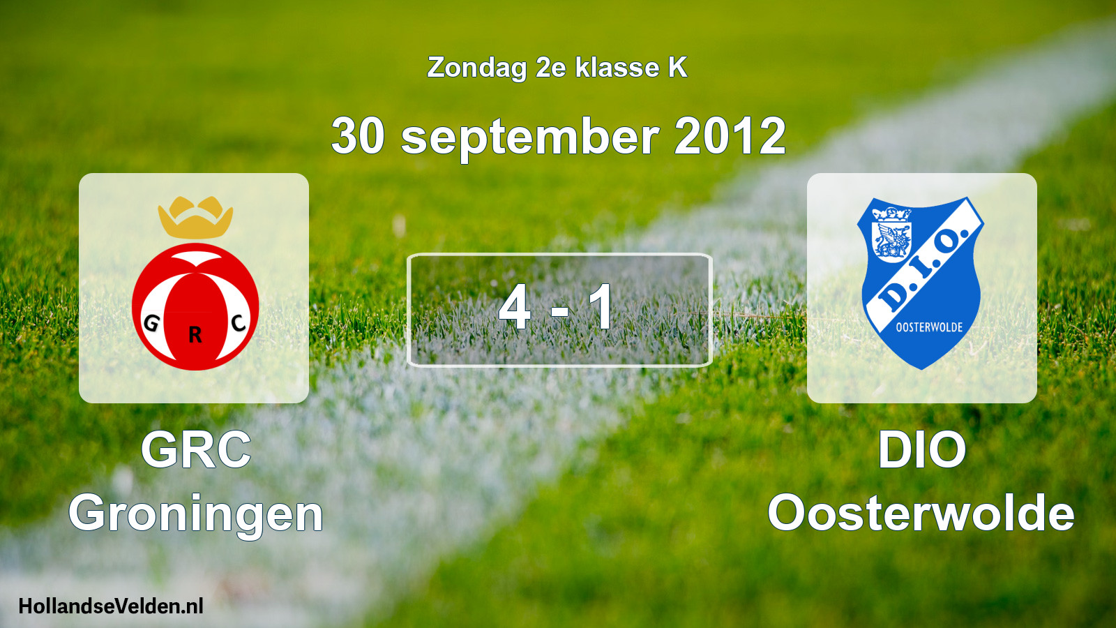Total number of matches played: GRC Groningen - DIO Oosterwolde 4 - 1 (30 September 2012)