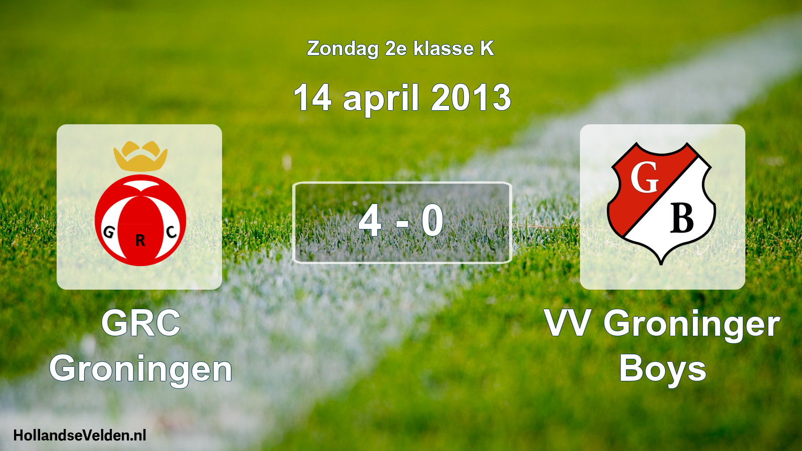 Total number of matches played: GRC Groningen - VV Groninger Boys 4 - 0 (14 April 2013)