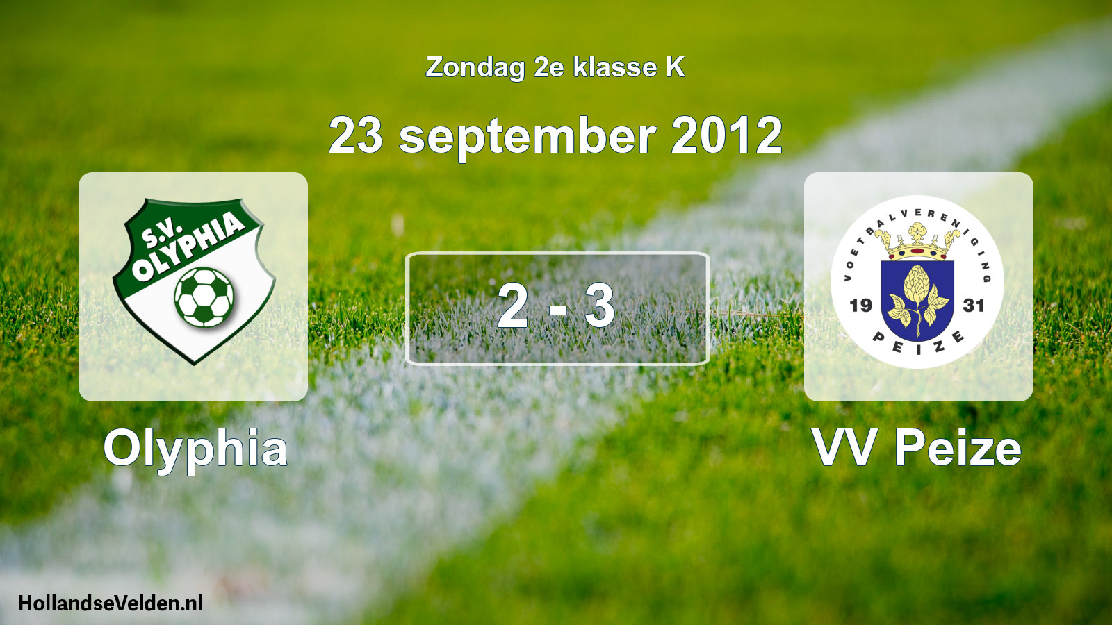 Total number of matches played: Olyphia - VV Peize 2 - 3 (23 September 2012)
