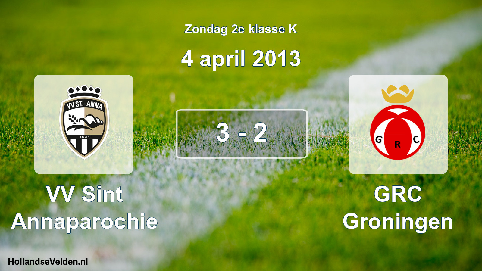 Total number of matches played: VV Sint Annaparochie - GRC Groningen 3 - 2 (4 April 2013)