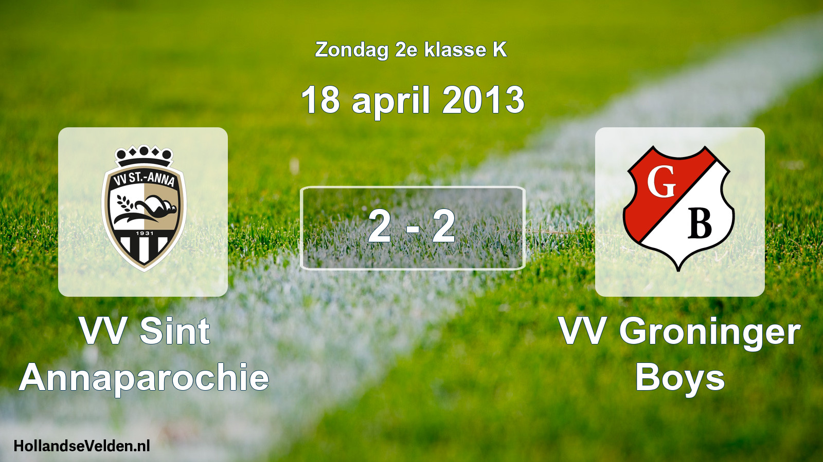 Total number of matches played: VV Sint Annaparochie - VV Groninger Boys 2 - 2 (18 April 2013)