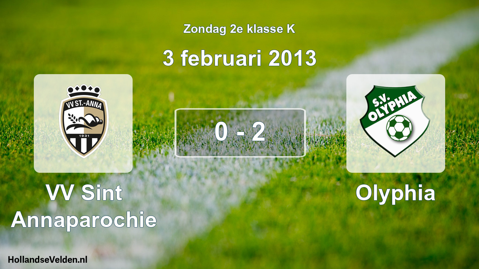 Total number of matches played: VV Sint Annaparochie - Olyphia 0 - 2 (3 February 2013)