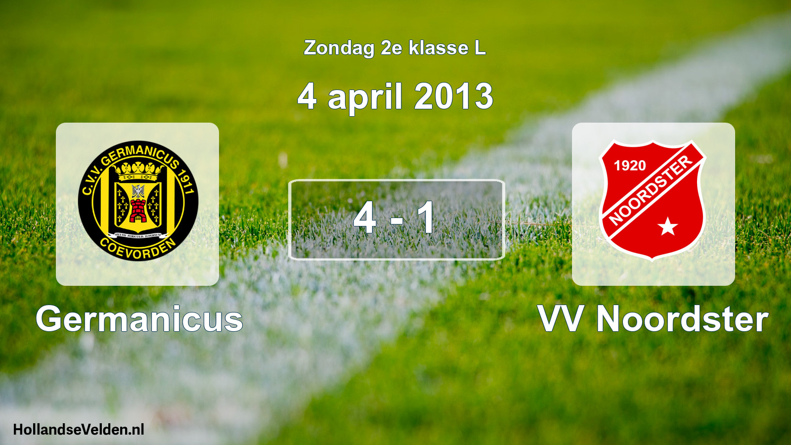 Total number of matches played: Germanicus - VV Noordster 4 - 1 (4 April 2013)