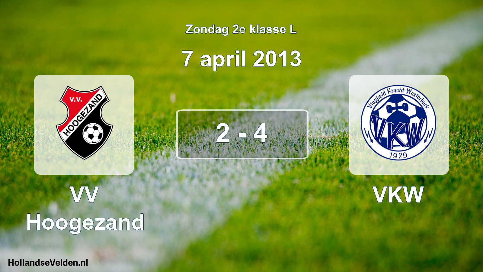 Total number of matches played: VV Hoogezand - VKW 2 - 4 (7 April 2013)