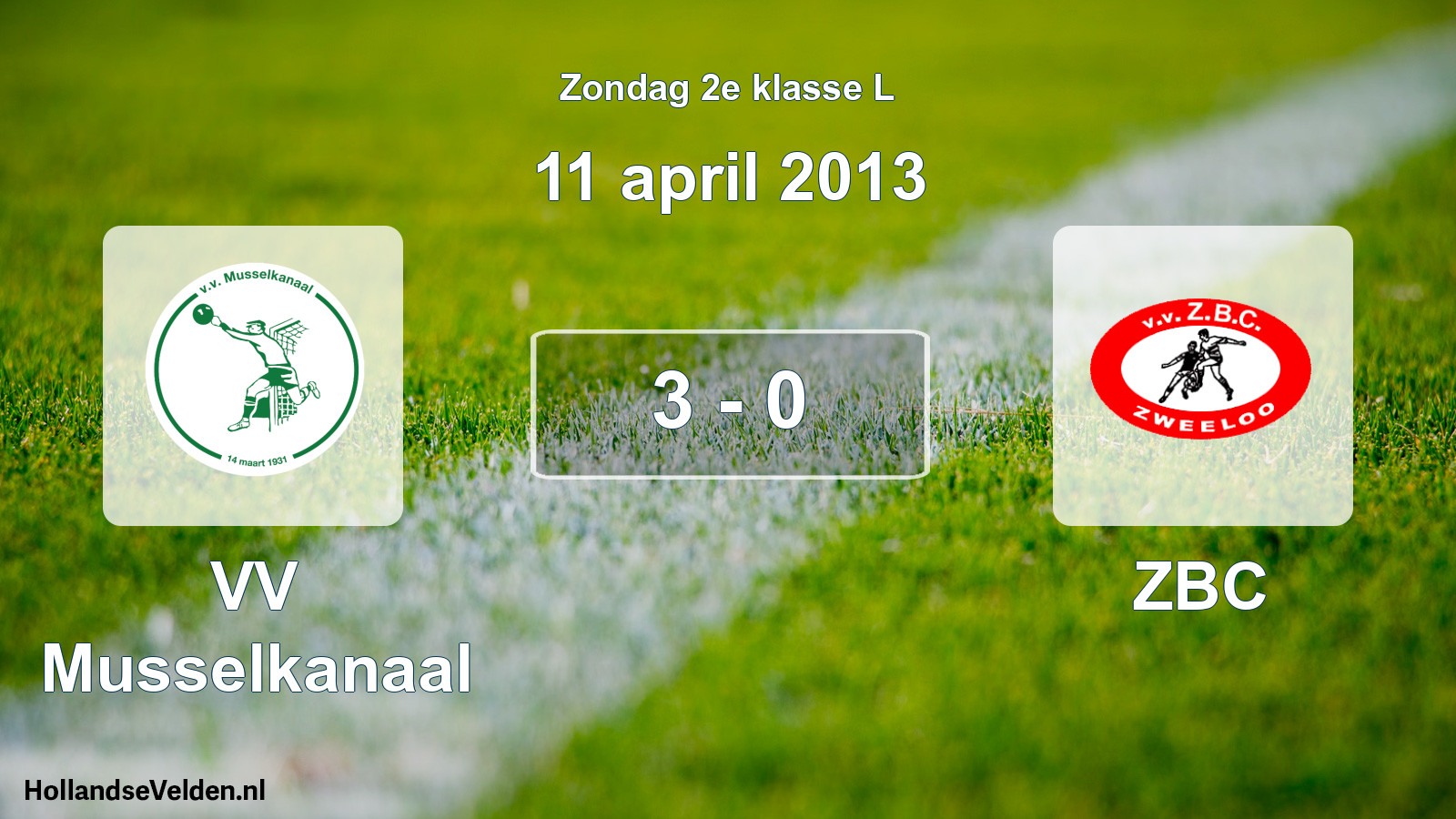 Total number of matches played: VV Musselkanaal - ZBC 3 - 0 (11 April 2013)