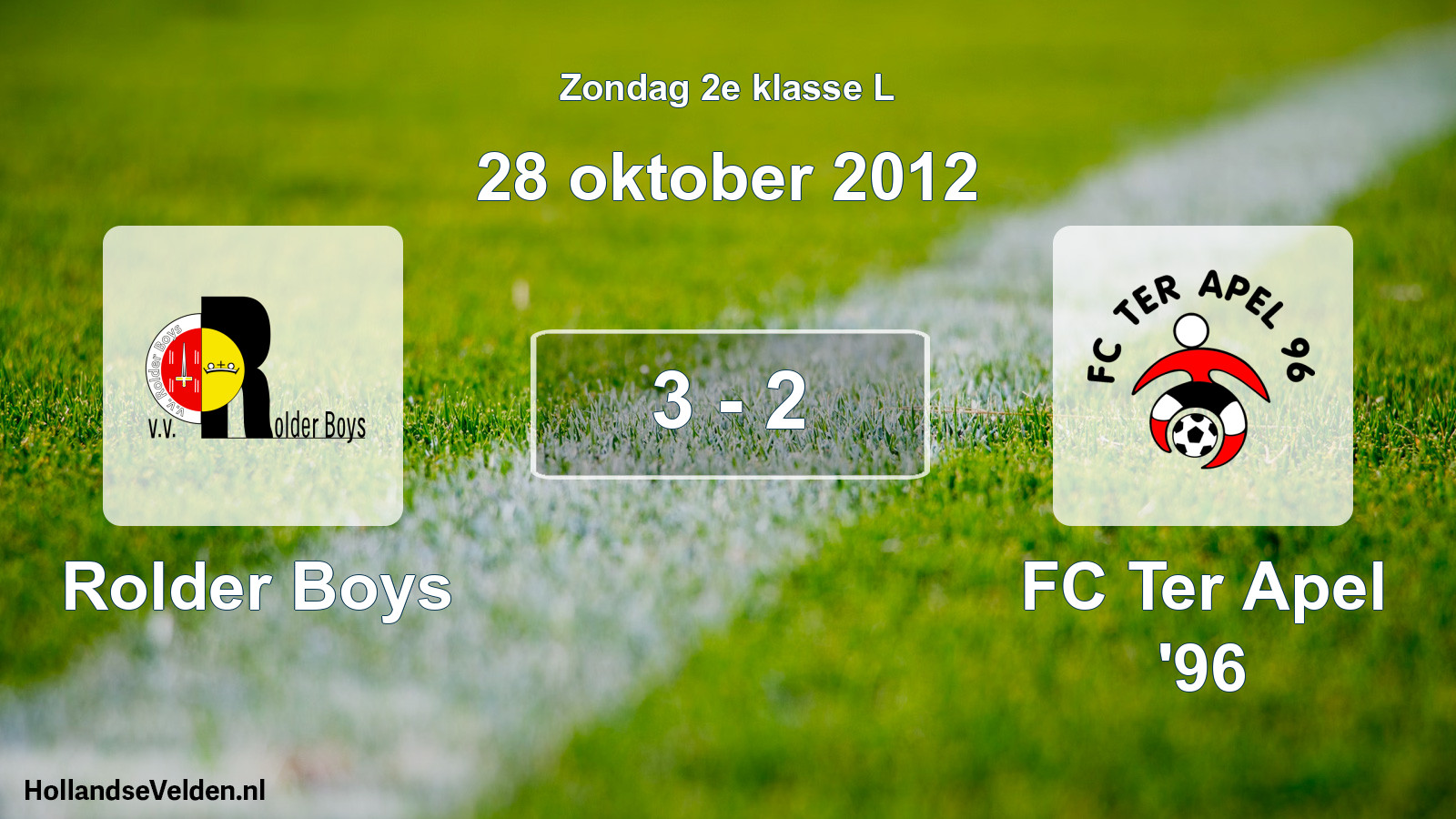 Total number of matches played: Rolder Boys - FC Ter Apel '96 3 - 2 (28 October 2012)