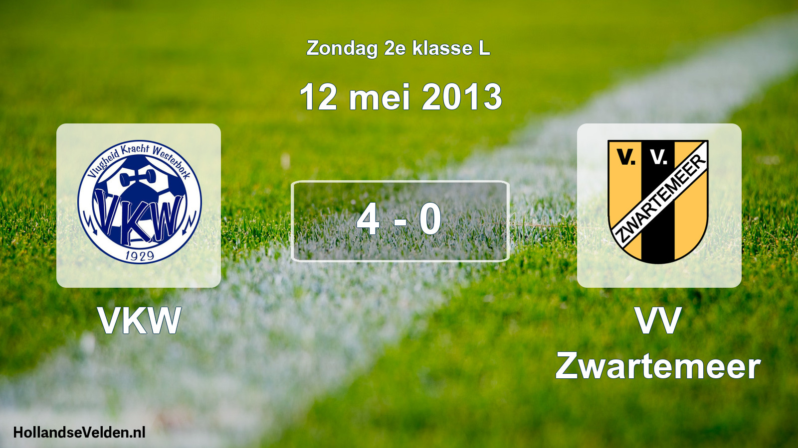 Total number of matches played: VKW - VV Zwartemeer 4 - 0 (12 May 2013)