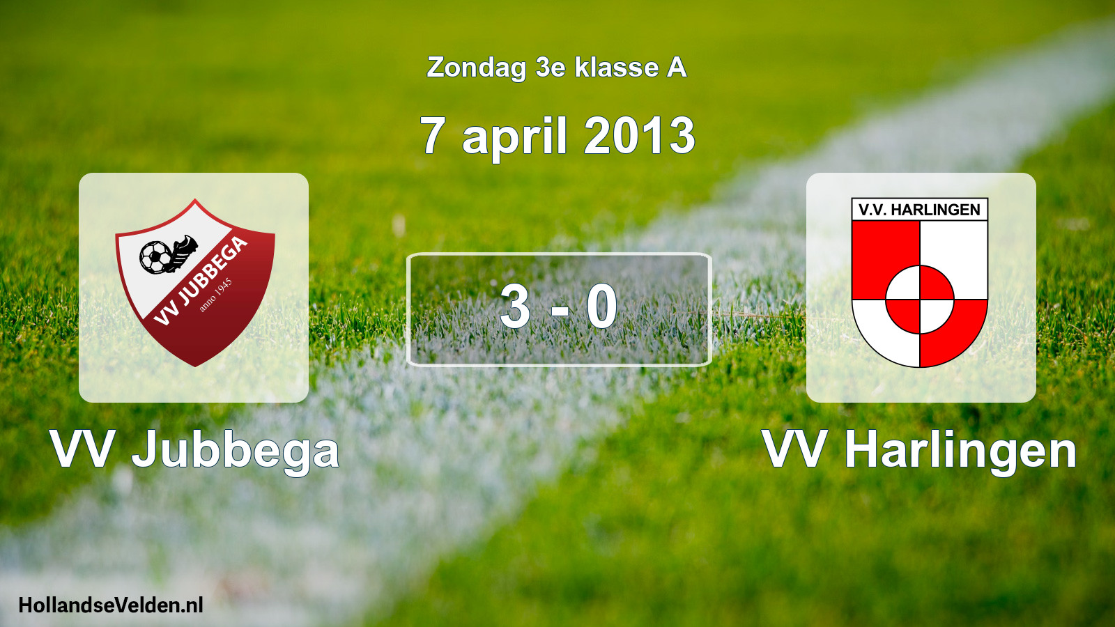 Total number of matches played: VV Jubbega - VV Harlingen 3 - 0 (7 April 2013)