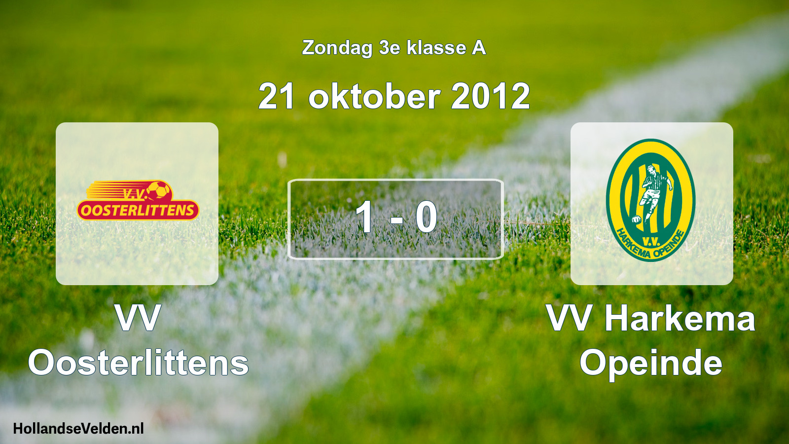 Total number of matches played: VV Oosterlittens - VV Harkema Opeinde 1 - 0 (21 October 2012)