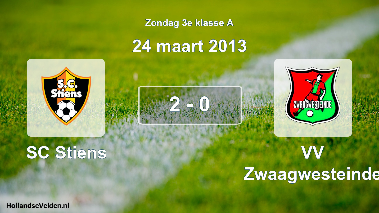 Total number of matches played: SC Stiens - VV Zwaagwesteinde 2 - 0 (24 March 2013)