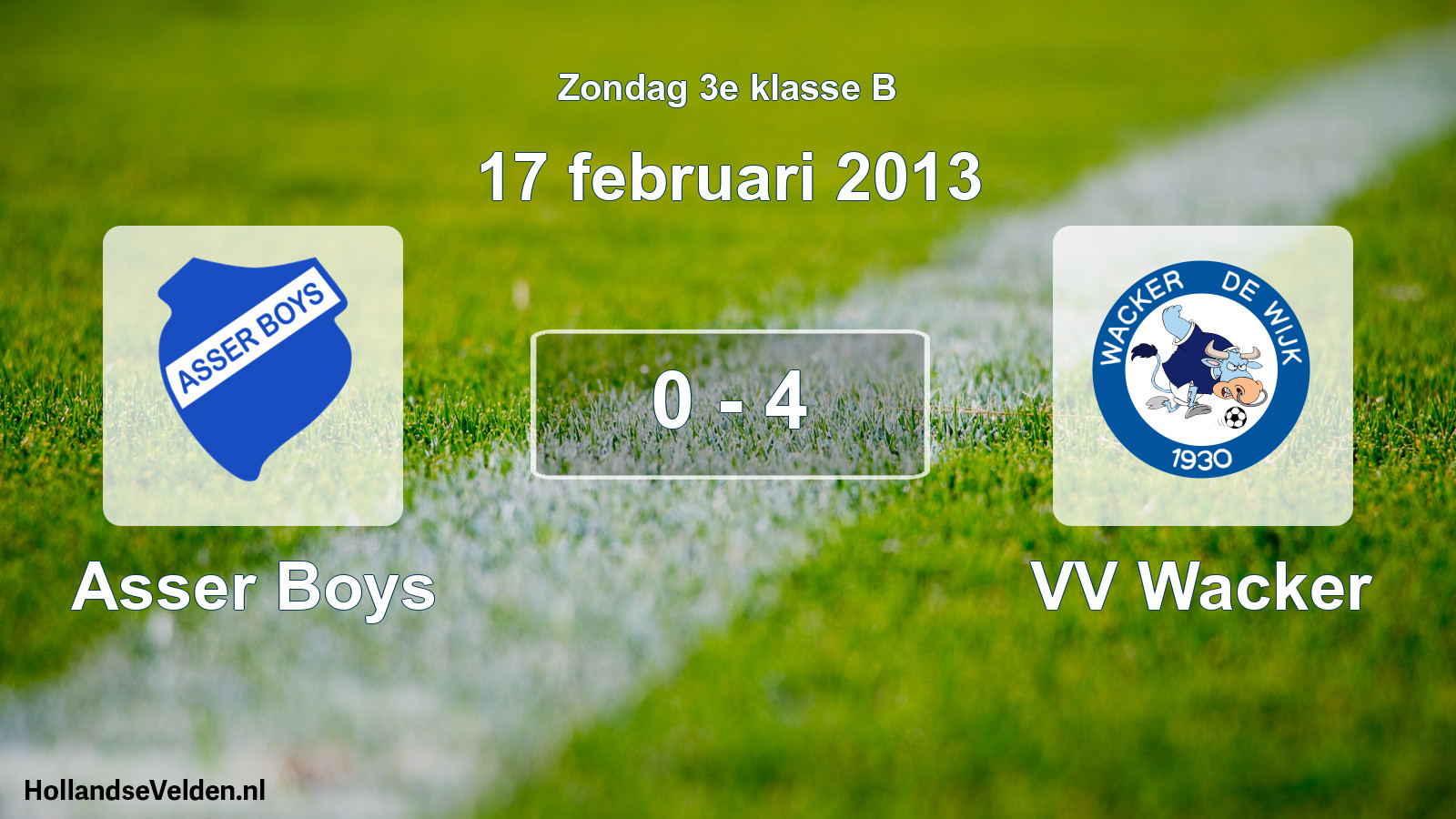 Total number of matches played: Asser Boys - VV Wacker 0 - 4 (17 February 2013)