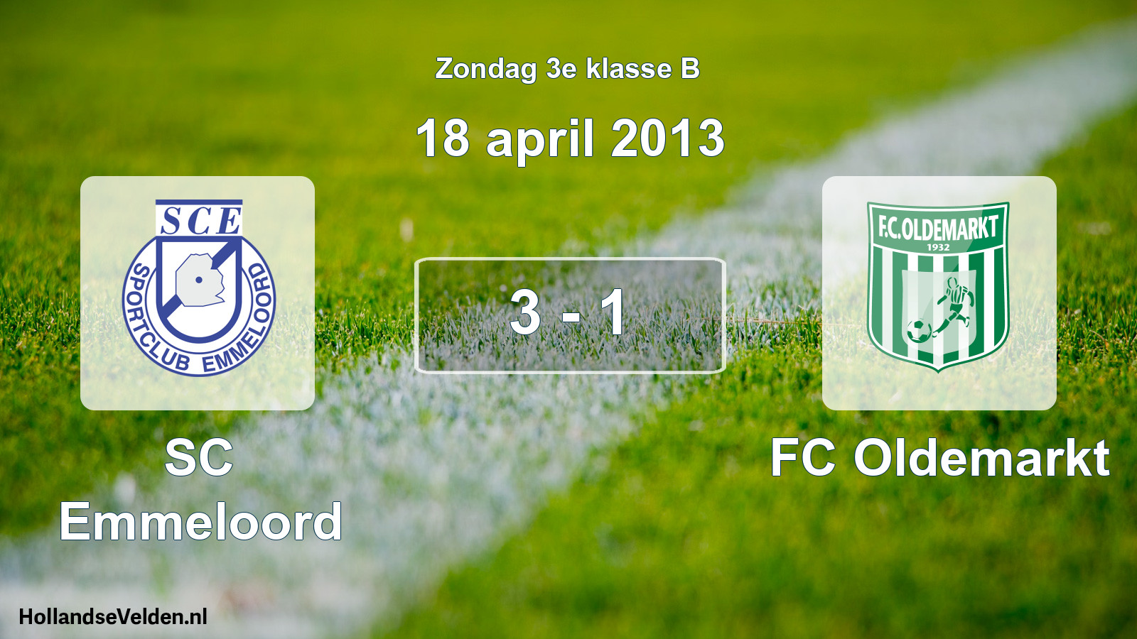 Total number of matches played: SC Emmeloord - FC Oldemarkt 3 - 1 (18 April 2013)