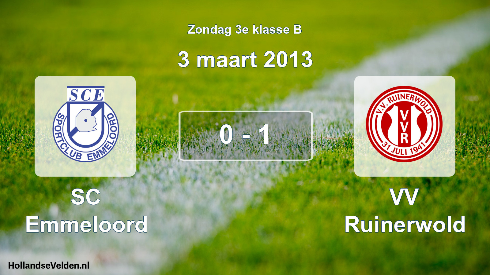 Total number of matches played: SC Emmeloord - VV Ruinerwold 0 - 1 (3 March 2013)
