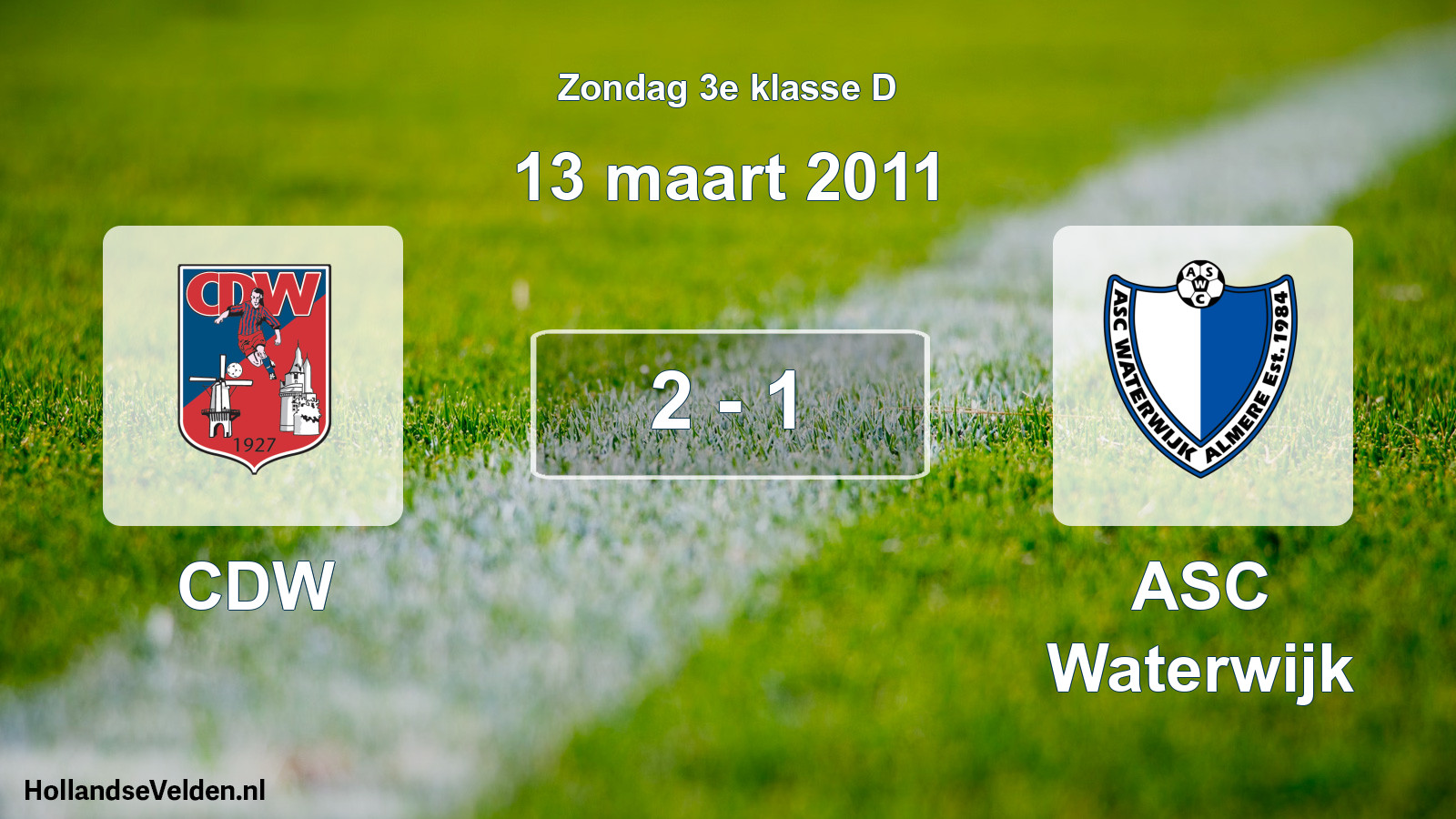 Total number of matches played: CDW - ASC Waterwijk 2 - 1 (13 March 2011)