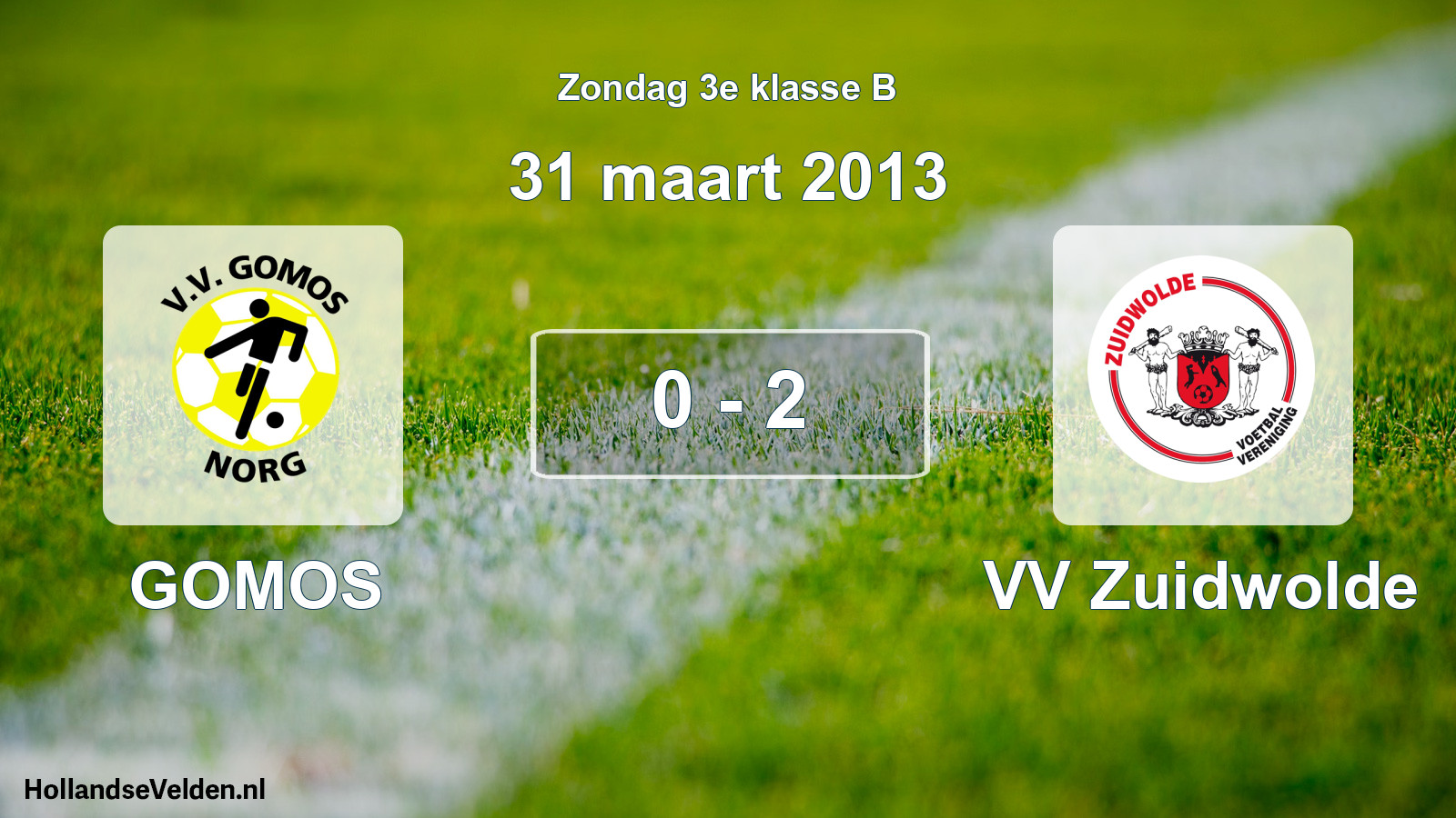 Total number of matches played: GOMOS - VV Zuidwolde 0 - 2 (31 March 2013)