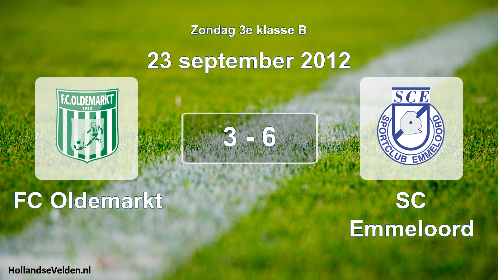 Total number of matches played: FC Oldemarkt - SC Emmeloord 3 - 6 (23 September 2012)