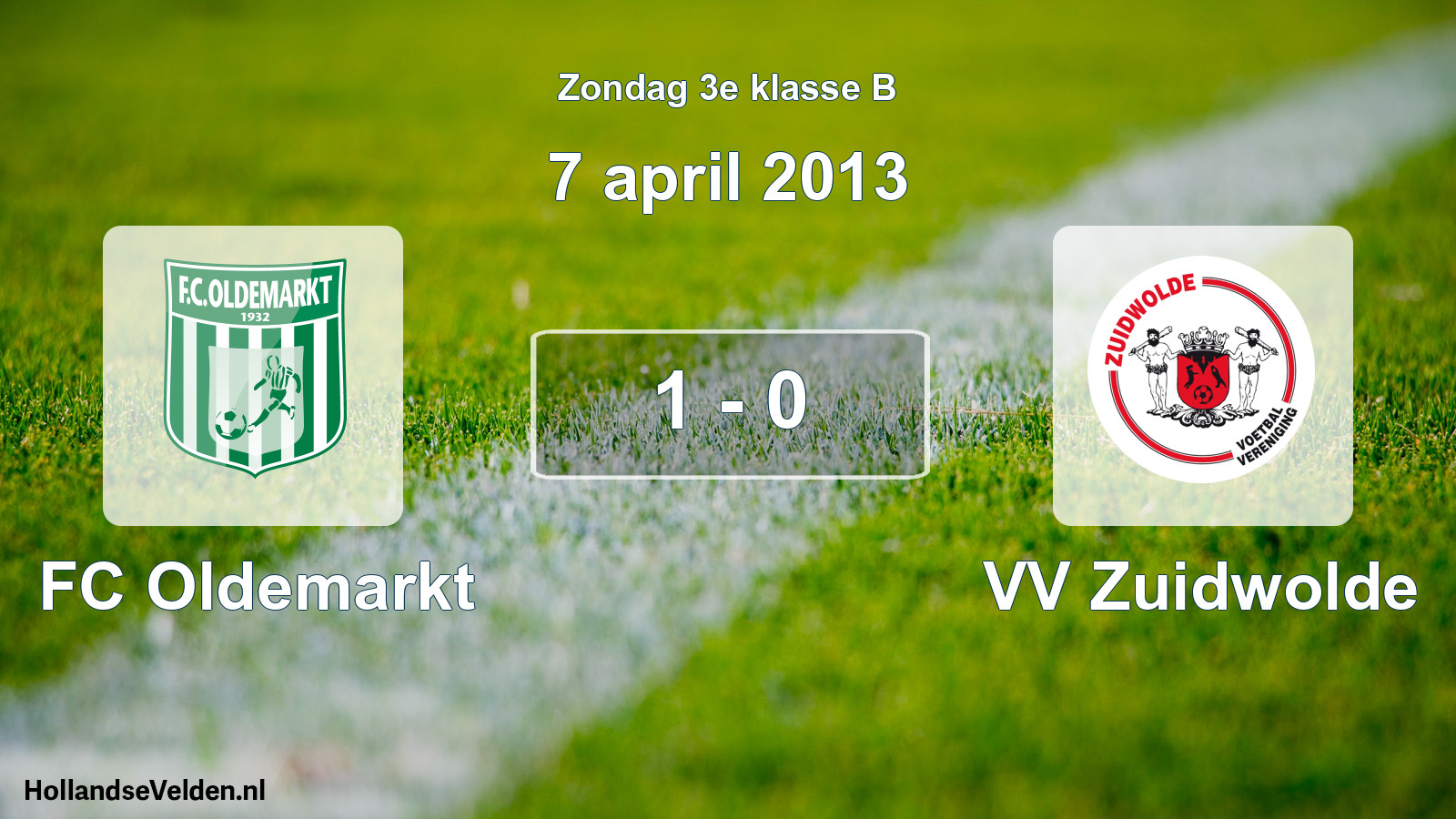 Total number of matches played: FC Oldemarkt - VV Zuidwolde 1 - 0 (7 April 2013)